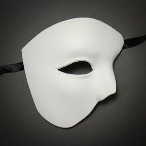 Half Face Phantom of The Opera Masquerade - White